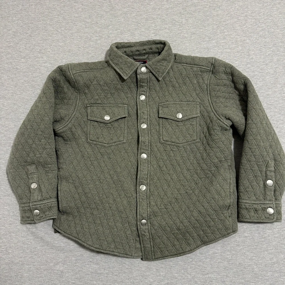 UNTUCKit Braunfield Quilted Shirt Jacket Mens Small Olive Green Snap Front 42151